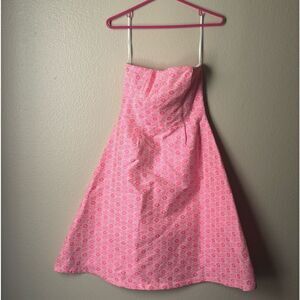 Elorie Strapless Pink & White Dress - Size Small